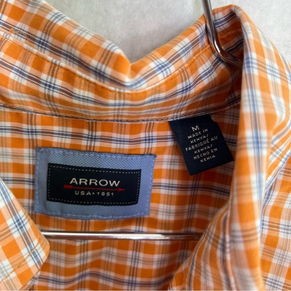 Arrow Casual Button Down Shirt in Light Orange Plaid - Picture 2 of 3